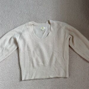 Cream Ribbed Women's Sweater